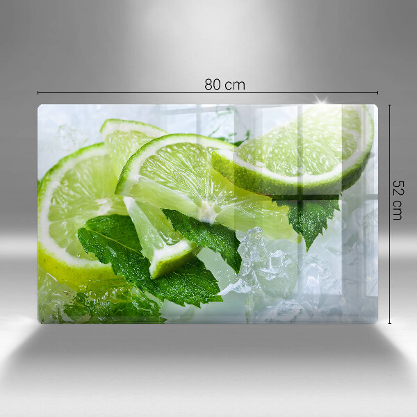Chopping board glass Lime mint and ice