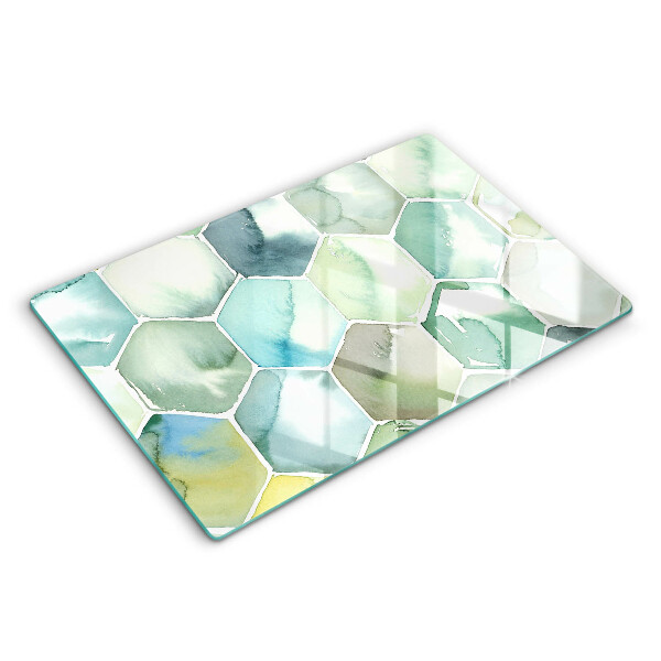 Chopping board Watercolor hexagons