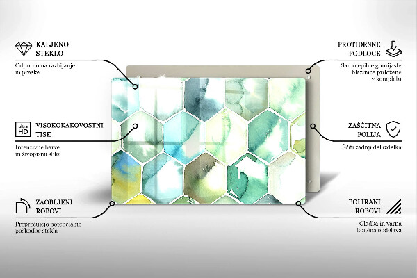 Chopping board Watercolor hexagons