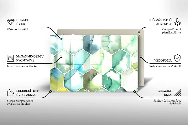 Chopping board Watercolor hexagons