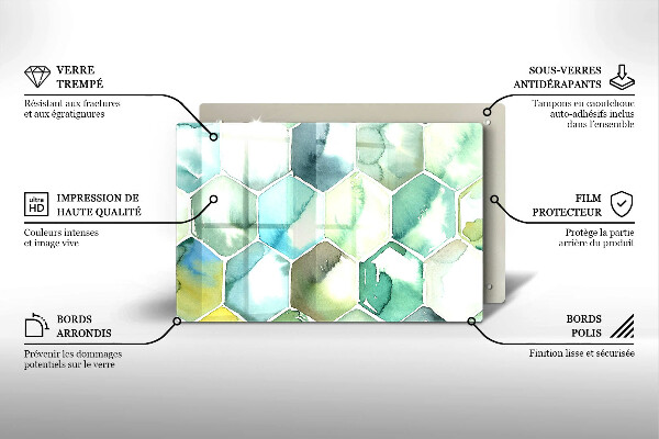 Chopping board Watercolor hexagons