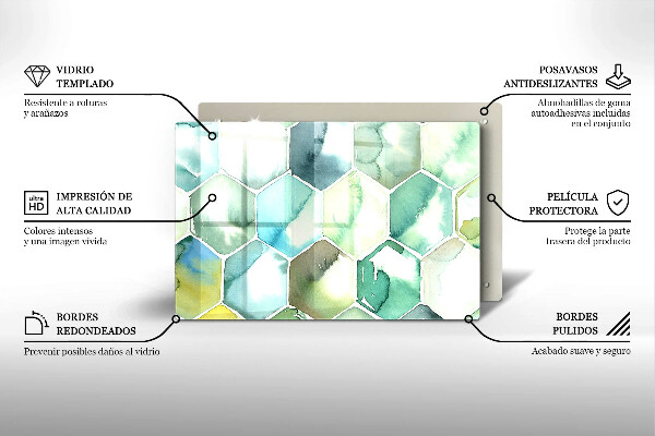 Chopping board Watercolor hexagons