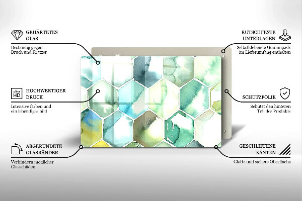 Chopping board Watercolor hexagons