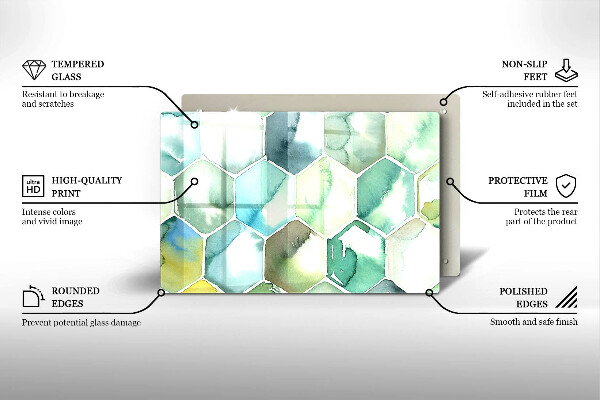 Chopping board Watercolor hexagons
