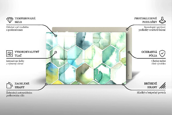 Chopping board Watercolor hexagons
