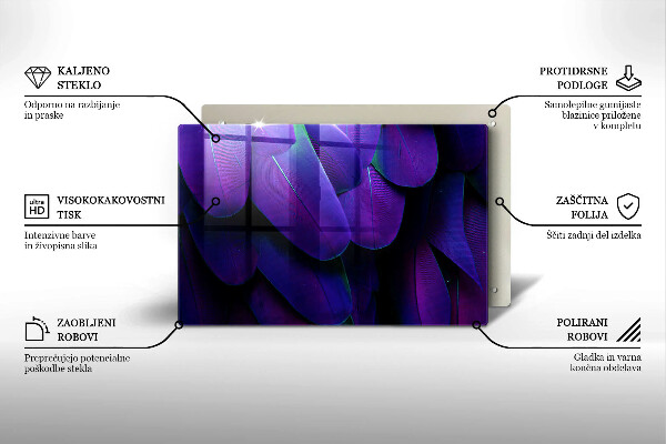 Chopping board Neon feathers