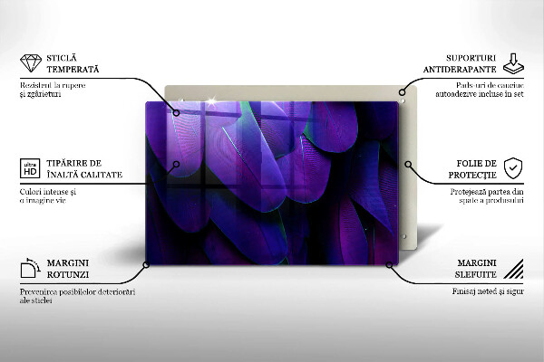 Chopping board Neon feathers