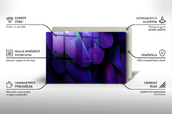 Chopping board Neon feathers