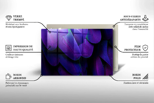 Chopping board Neon feathers