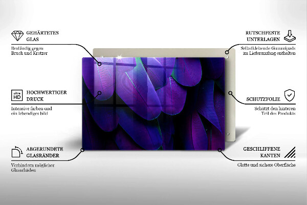 Chopping board Neon feathers