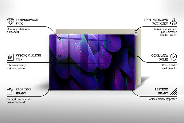 Chopping board Neon feathers