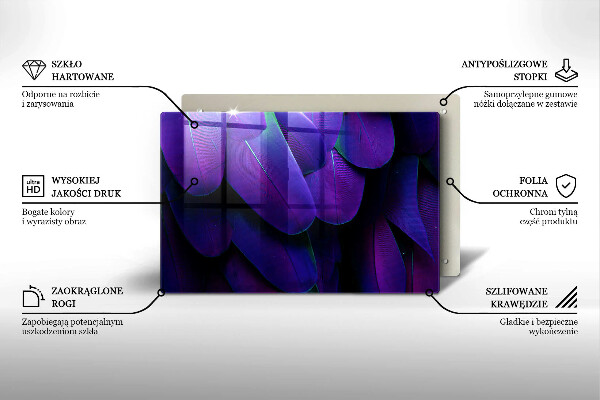 Chopping board Neon feathers