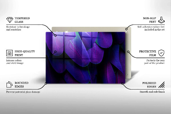 Chopping board Neon feathers