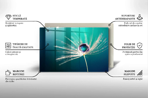 Chopping board Dew on a dandelion