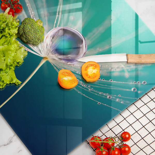 Chopping board Dew on a dandelion