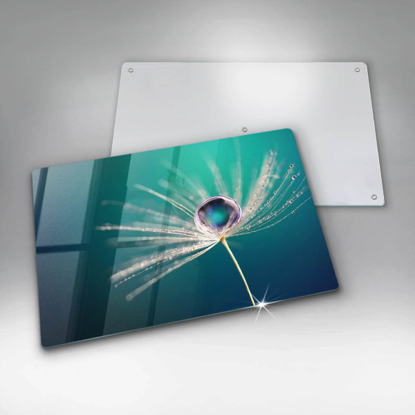 Chopping board Dew on a dandelion