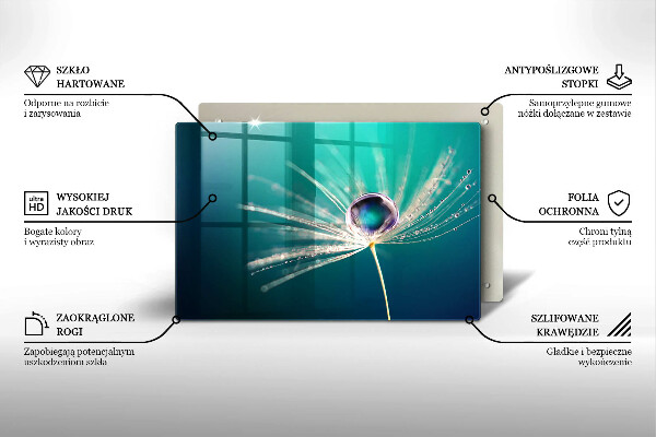 Chopping board Dew on a dandelion