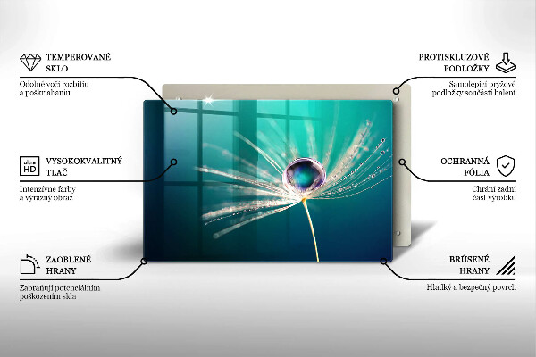 Chopping board Dew on a dandelion