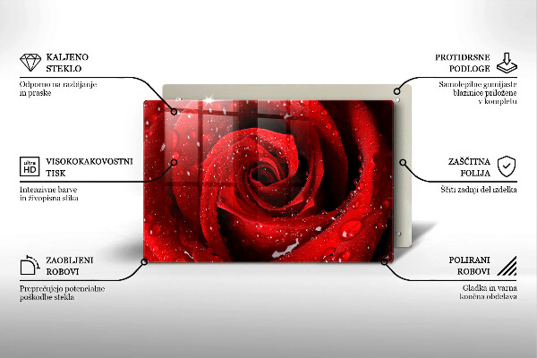 Chopping board glass Rose flower petals