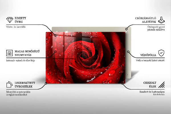 Chopping board glass Rose flower petals