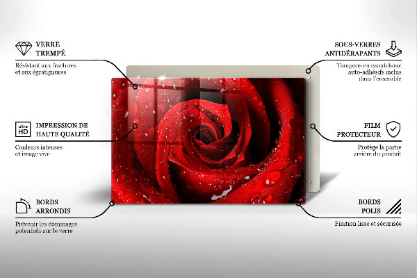 Chopping board glass Rose flower petals