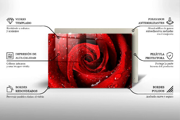 Chopping board glass Rose flower petals