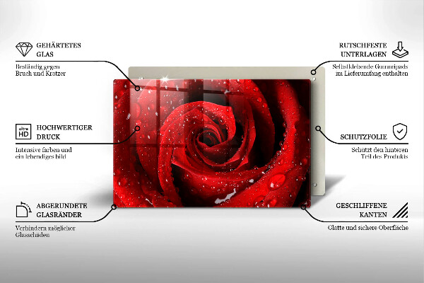 Chopping board glass Rose flower petals