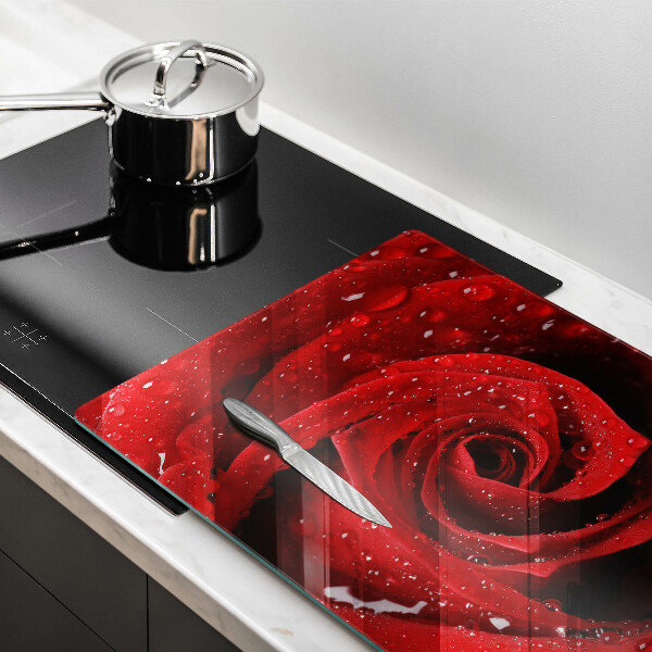 Chopping board glass Rose flower petals