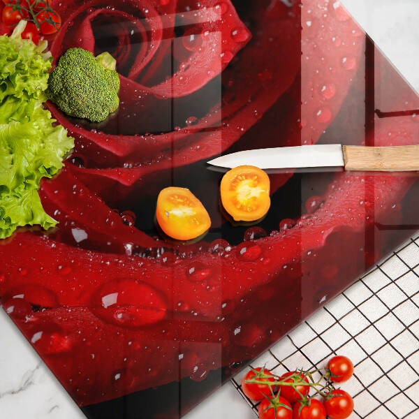 Chopping board glass Rose flower petals