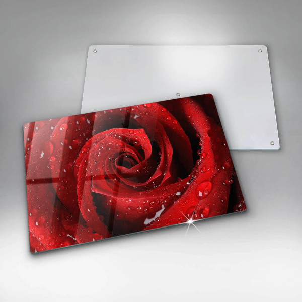 Chopping board glass Rose flower petals