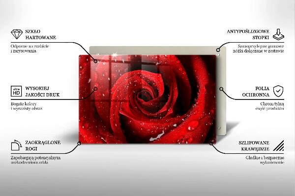 Chopping board glass Rose flower petals