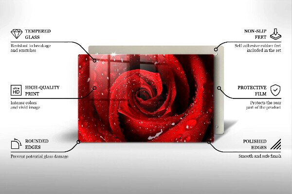 Chopping board glass Rose flower petals