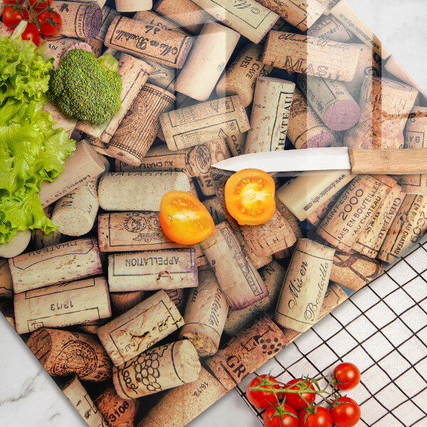 Glass cutting board Wine corks pattern