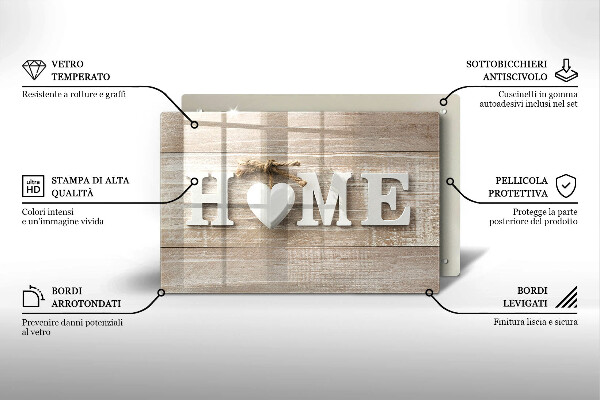 Chopping board glass Boards and the inscription Home