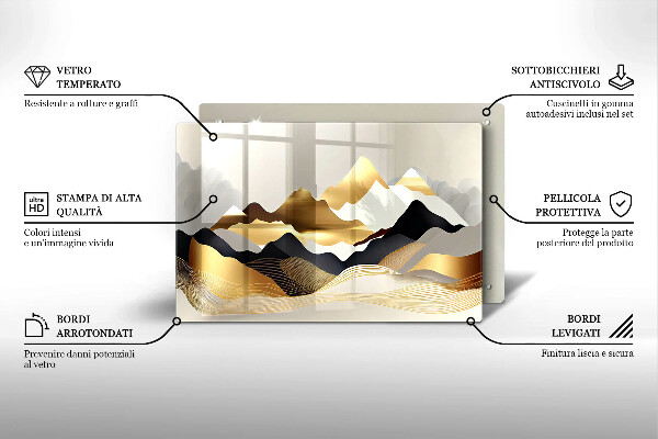 Chopping board Abstraction of golden mountains