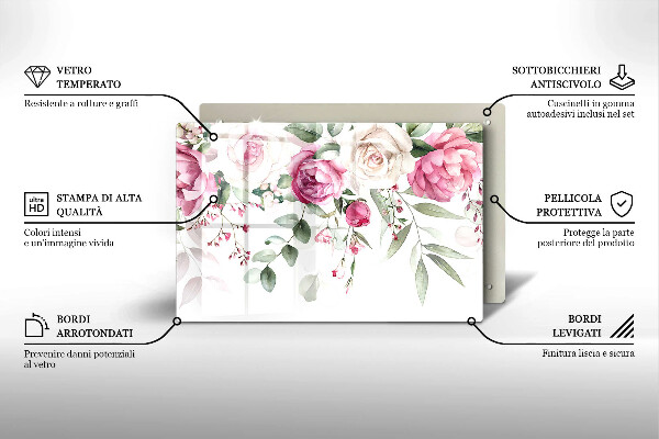 Chopping board Watercolor roses