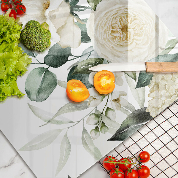 Chopping board Watercolor flowers