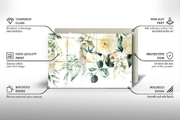 Chopping board Watercolor flowers