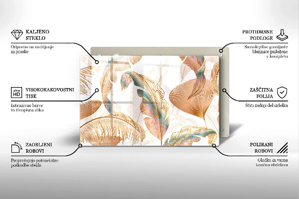 Chopping board Boho feathers and leaves