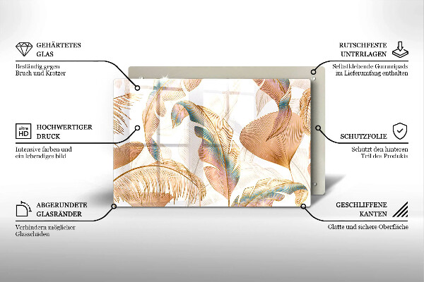 Chopping board Boho feathers and leaves