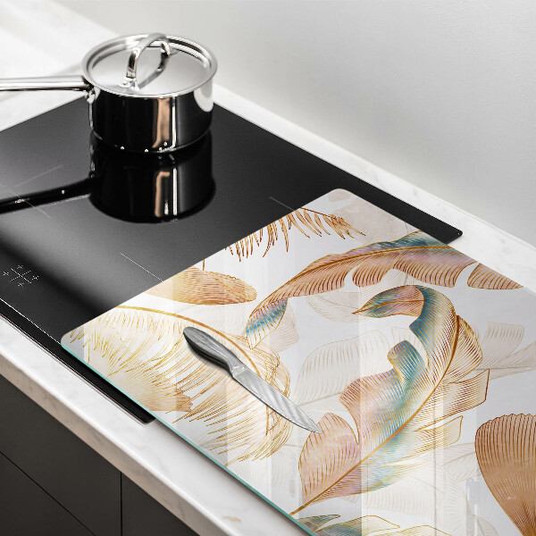 Chopping board Boho feathers and leaves