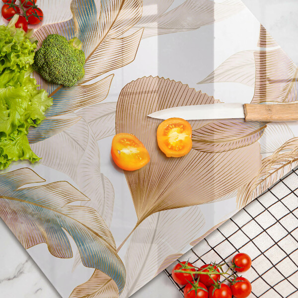 Chopping board Boho feathers and leaves