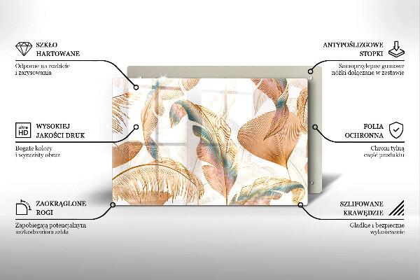 Chopping board Boho feathers and leaves