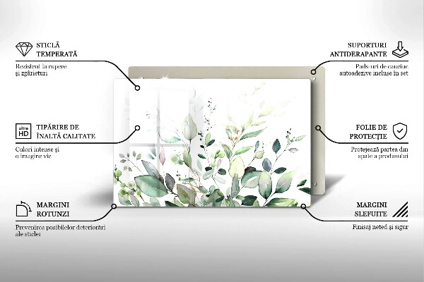 Chopping board Watercolor plants