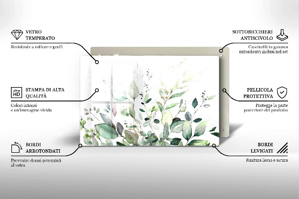 Chopping board Watercolor plants