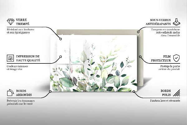 Chopping board Watercolor plants