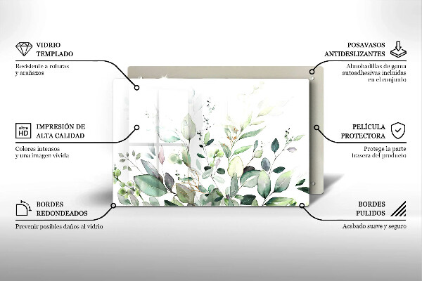 Chopping board Watercolor plants