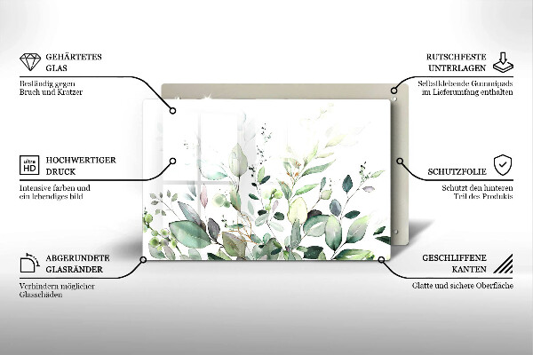 Chopping board Watercolor plants