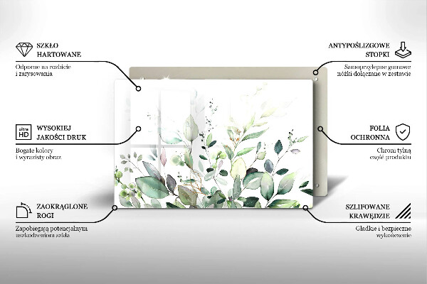 Chopping board Watercolor plants