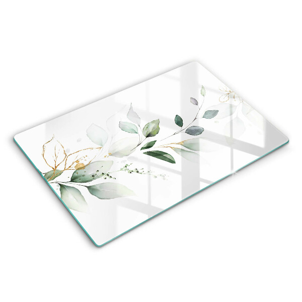 Chopping board Watercolor leaves